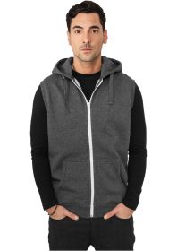 Urban Classics TB487 Melange Sleeveless Ziphoody Black