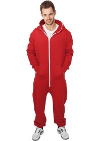 Urban Classics TB277 Sweat Jumpsuit Red/White
