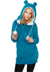 Urban Classics TB394 Ladies Long Teddy Zip Hoody Türkis