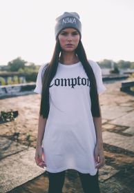 Thug Life T-Shirt COMPTON MT268 white donna