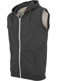 Urban Classics TB487 Melange Sleeveless Ziphoody Black