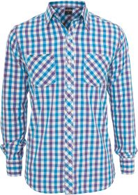 Urban Classics Tricolor Big Checked Shirt TB414 Purple/White/Tur