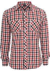Urban Classics Tricolor Big Checked Shirt TB414 Black/White/Red