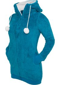 Urban Classics TB394 Ladies Long Teddy Zip Hoody Türkis